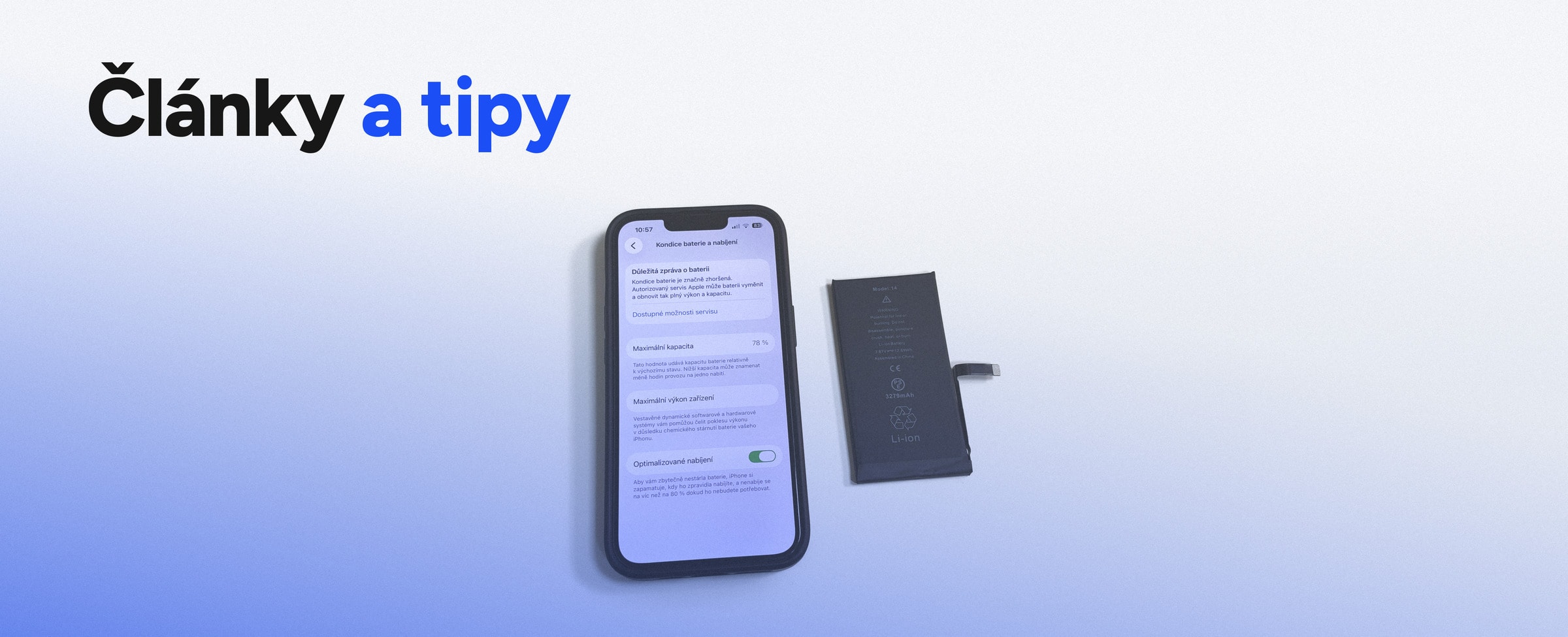 Baterie a vnitřní část iPhonu