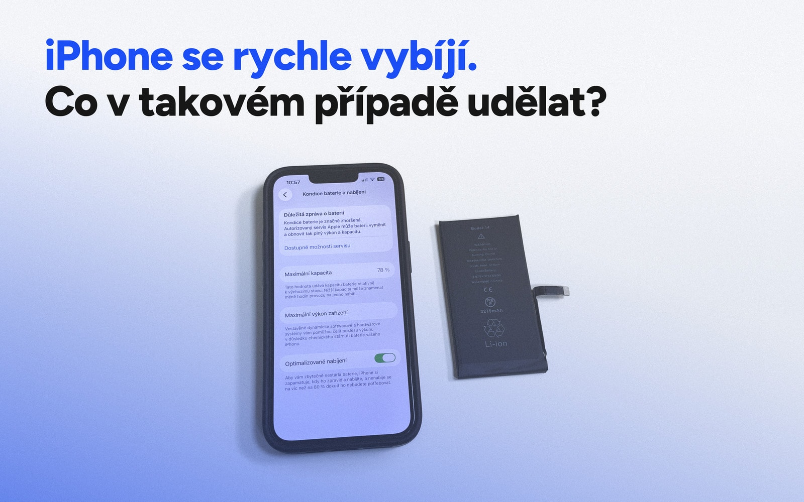 Baterie a vnitřní část iPhonu