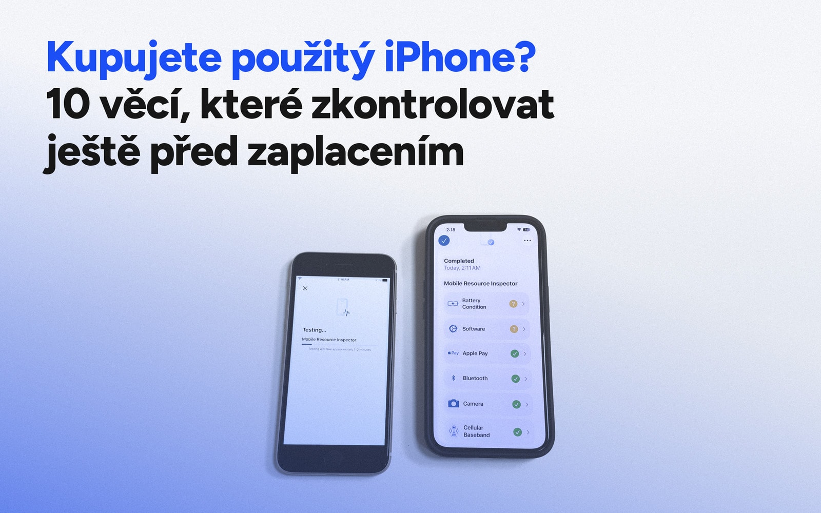 Použitý iPhone připravený ke kontrole před koupí
