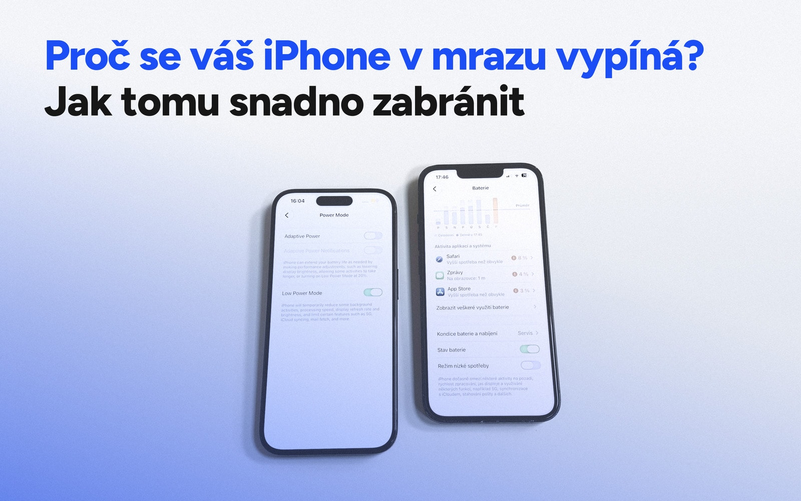 Používání iPhonu venku v zimním počasí
